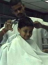Abijhay getting his hair cut